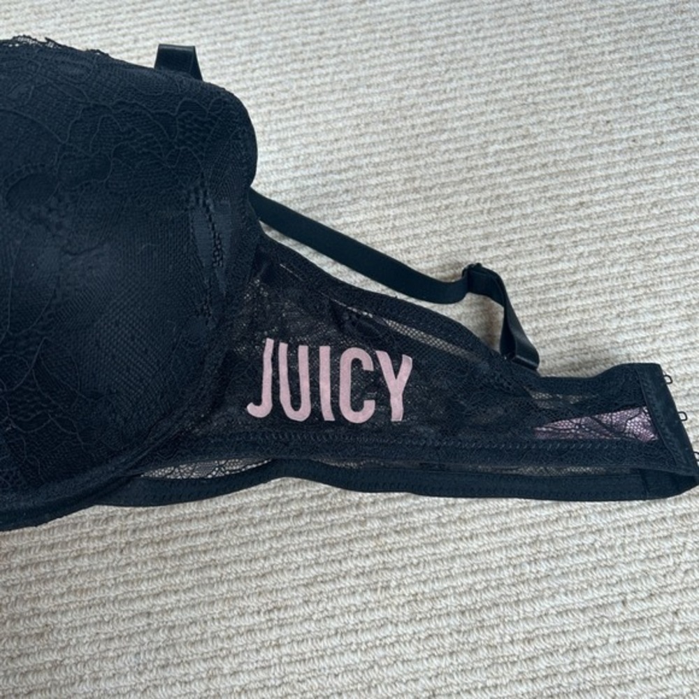 Juicy Couture Lace Bra Womens 42D Black Coquette Y2K‎ Aesthetic Style 7592-16 - Picture 4 of 8